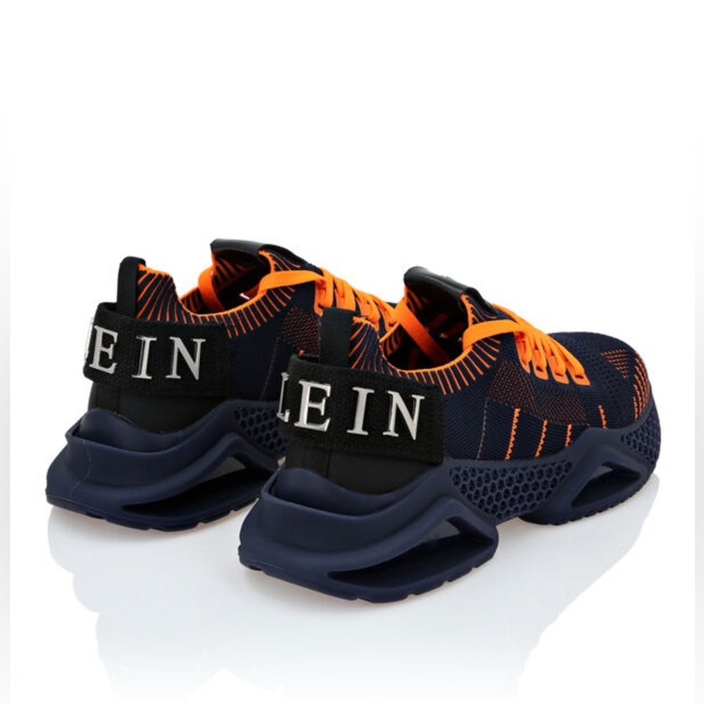 Philipp Plein Runner Iconic Navy Orange Techno Mesh Sneakers - Picture 10 of 12